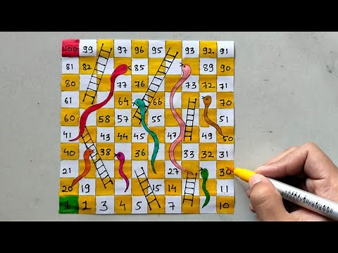 How to draw a snake and ladder game on paper// game drawing