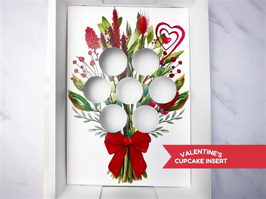 UK SIZE - Valentine's Cupcake Bouquet Box Insert Template (digital Download) - Etsy