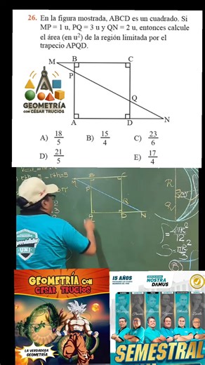 Examen de admisión UNI geometría, áreas de regiones poligonales.#areas#geometria#uni | Geometria con Cesar Trucios Espinoza