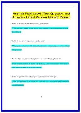 Asphalt Field Level I Test Question and Answers Latest Version Already Passed1536 636x882