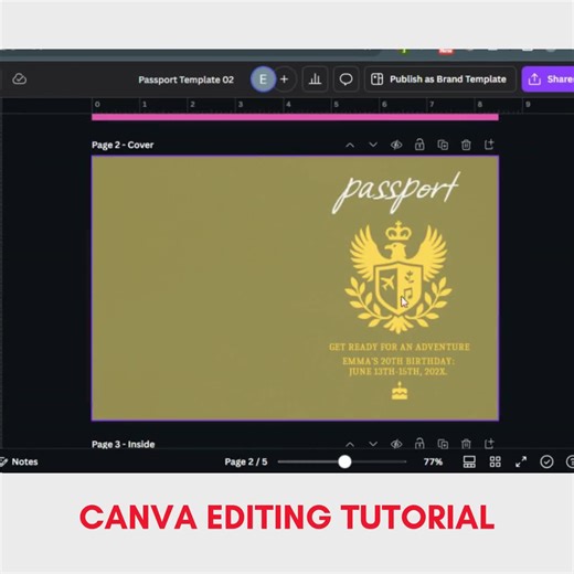 Printable Birthday Passport Invite, Passport Template, Destination Boarding Pass Invitation, Printable Passport Backdrop, Editable Passport - Etsy