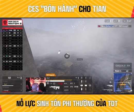 🏆 [Highlights PGS 5] Vòng Bảng A/B Trận 3: CES "bón hành" cho TIAN - Nỗ lực sinh tồn phi thường của TDT 🪂 Lịch thi đấu PUBG Global Series 5 (PGS 5): ⭐ Vòng Bảng (6 trận/ngày): 18h 21/10 - 22/10 - 23/10. 🔹 24 đội chia làm 3 bảng A - B - C thi đấu vòng tròn để tìm ra 16 đội tuyển lọt vào Chung Kết. ◉ 18h 21/10: Bảng A (🇻🇳 CES, 🇻🇳 TDT) & Bảng B. ◉ 18h 22/10: Bảng B & Bảng C (🇻🇳 TE). ◉ 18h 23/10: Bảng C (🇻🇳 TE) & Bảng A (🇻🇳 CES, 🇻🇳 TDT). ⭐ Vòng Chung Kết (18 trận/3 ngày): 18h 25/10 - 