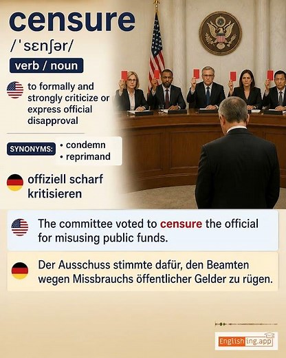 Censure: English vocabulary meaning and example