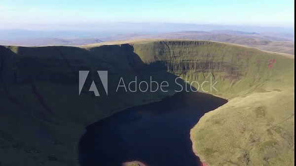 Aerial view of Llyn y Fan Fach Brecon Beacons National Park ,Wales, UK