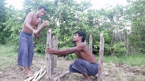 Building a Cozy Rabbit House Using Wood and Mud!