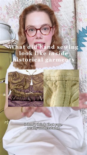 have you ever done any hand sewing? hand sewing is one of my absolute favorite things to do- it’s so meditative and it’s a constant act of betterment- each stitch betters the next stitch. and it creates such a close relationship to you and your clothing. but i don’t think that most people know that all clothing was entirely handsewn till some what recently in the 1860s- only around a 160 years ago. #learnontiktok #tiktoklearningcampaign #fashionhistory #sewing #handsewing