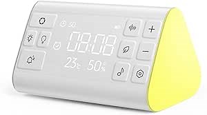 White Noise Sound Machine with Breathing Light, Alarm Clock, Humidity, Temperature Monitor - USB Rechargeable, 7 Adjustable Light Settings, 35 Sleep Sounds, Music - for Better Sleep, Relaxation
