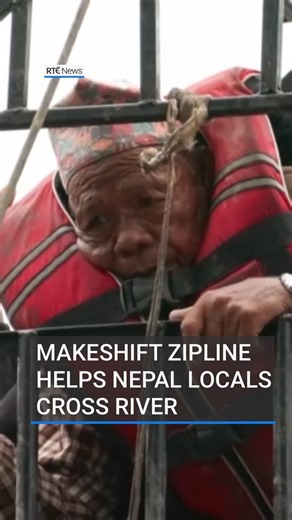 Makeshift zipline helps Nepal locals cross river | #rtenews