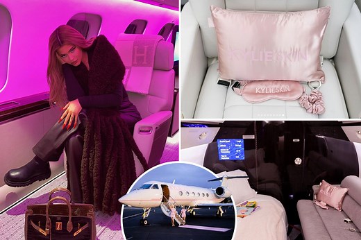 Inside Kylie's $72.8M pink private jet with master suite and HUGE closets