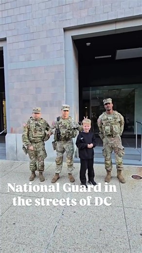 In D.C. today: National Guard troops stopping for pictures with kids. Smiles instead of sirens. Heroes instead of headlines. That’s the America we were promised...strong, safe, and proud. 🇺🇸 | Dave Brown USA