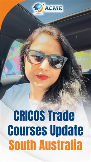 🚨 CRICOS Trade Courses Update – South Australia From 31 Jan 2026, trade qualifications in SA require a formal apprenticeship. No apprenticeship = no enrolment for international students. 📩 Contact us to check your eligibility before applying. 📲 For more details, reach out to us at ACME Migration. 🌏 📞 Call:0387744288 📱WhatsApp:0479171282 📧Email:contact@acmemigration.com 🏢 Or visit our Australia office: Dandenong: Melbourne CBD: Perth: #acmemigration #acme #australianvisa #studentvisa#sout