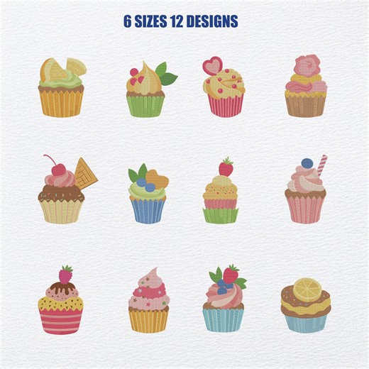 Cupcake Embroidery Designs Bundle – 12 Desserts, 6 Sizes (digital Embroidery) - Etsy