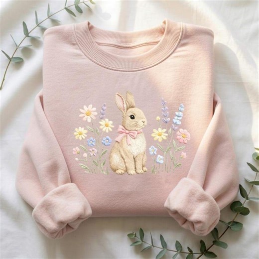 Easter Flowers Bunny Design, Cute Bunny Digital, Rabbit File, Happy Easter Day Gift, Coquette Easter Design - Etsy