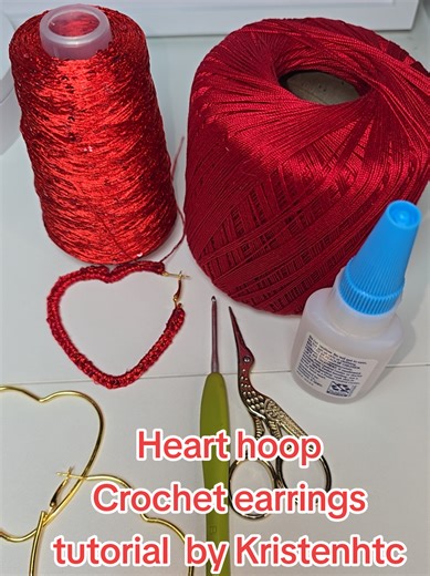 Today we’re making crochet heart hoop earrings. Go ahead and try them for yourself make them as a gift or sell them, do whatever you want. It’s your world. Thank you so much for tuning in, and I hope you enjoy the tutorial. Let me know how you like them and if you’re going to try them. if you don’t what to make them shop @Head Turning Crochet boutique on TikTok shop yarn/ thread Alissa over 20 colors check out @GuChet Yarn #crochet #crochetearrings #yarn #crochetearringtut #crochettutorial