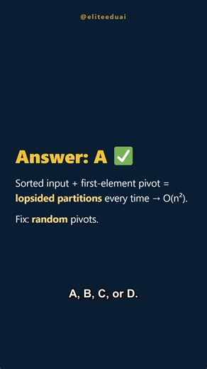 DSA Quiz: Quicksort's Achilles Heel? 🧠 #dsa #shorts