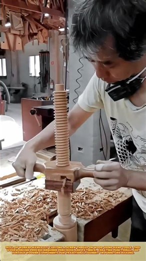 Precision Skilled Worker Carving Wooden Screw Thread by Hand Tool #workprocess #woodworking