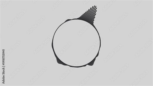 Black circle audio wave spectrum lines animation on white background. Circular Audio spectrum. Animation of seamless loop sound technology or audio recorders. Abstract sound waves motion equalizer.