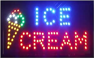 Led Ice Cream Sign for Business - Neon Ice Cream Open Signs, Ice Cream Led Neon Signs, Window Sign, Business Sign, Store Sign, Great for Ice Cream Store, Bar, Coffee Shop, Restaurant