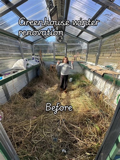 Our greenhouse wasn’t cared for since last spring from us being so busy with everything else and having a baby..basically just used to store things and weeds grew up so i decided to put bricks down and use the nooks for hot house raised beds since we have it set up with full systems!! Im excited about everything im about to plant #farm #greenhouse #garden #homestead #farmlife