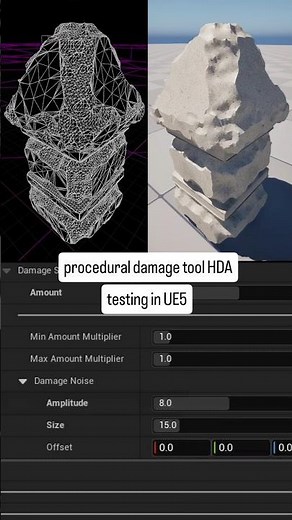 Procedural edge wear and destruction HDA in unreal engine 5 #ue5 #unrealengine #procedural #houdini