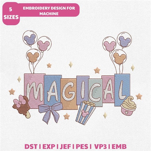 Magical Disney Machine Embroidery File, Magic Kingdom Trip Vacation Design (instant Download) - Etsy