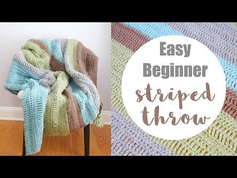 How To The Crochet the Easy Beginner Striped Throw (Learn To Crochet Series)