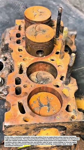 Manual Piston Removal from Engine Block | Engine Overhaul Repair Process.