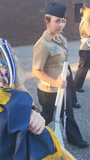 What a football game color guard looks like. #njrotc #jrotc #football #nationalanthem #colorguard