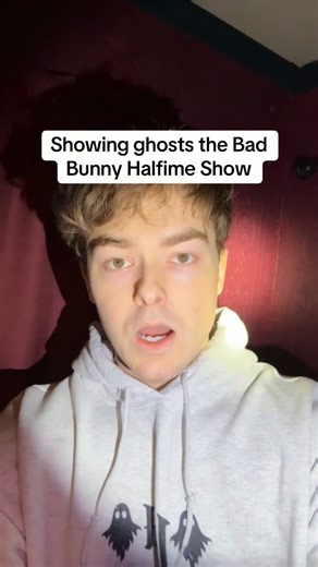 Jake Bruce | Showing ghosts the Bad Bunny halftime show in the Indiana Demon House💀💀 #badbunny #scary #haunted | Instagram