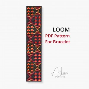 Motif de bracelet LOOM en perles : géométrique, ethnique, rouge, tribal (téléchargement PDF) GM-0426 - Etsy France