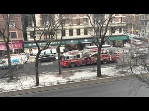 FDNY TOWER LADDER 22 RESPONDING ON BROADWAY ON THE WEST SIDE AREA OF MANHATTAN IN NEW YORK CITY.