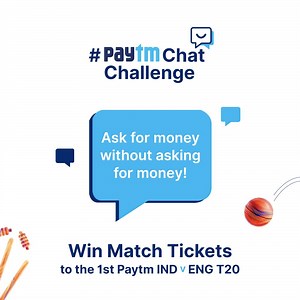 #ContestAlert – Ask for money without asking for money on Paytm Chat! 😀 Share a screenshot of your chat with #PaytmChatChallenge – 1 Lucky Winner wins 4 FREE Tickets to the 1st Paytm #INDvENG T20 in Ahmedabad! Hurry! Contest ends at 7PM today. 🕖 | Paytm