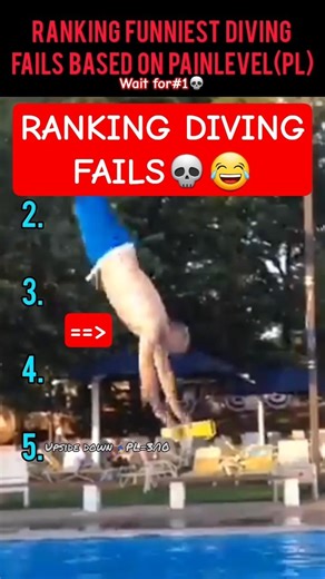 WAIT FOR #1💀🤣RANKING DIVING FAILS BASED ON PAINLEVEL🤕🤣 #fails #funny #pain #ranking #pool #diving