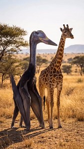 4.2K views · 7.6K reactions | A comparison between Hatzegopteryx and a modern Giraffe highlights the immense size of this pterosaur. It was one of the largest pterosaurs ever discovered and may have slightly exceeded the more famous Quetzalcoatlus in overall build. A single strike from its massive beak could have been enough to deter even the largest terrestrial predators of its time. #Hatzegopteryx #Pterosaurs | Primeval Planet | Facebook