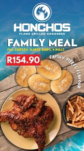 Generous portions, great value and real flavour.🔥😋 Full chicken, rolls and chips🍗🍟just the way it should be🥳 #honchos #flamegrilledgoodness #honchosdeals #valueformoney #familytime | Honchos