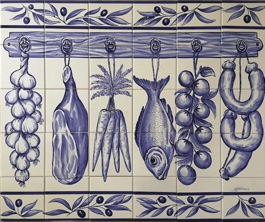 Hand Painted Kitchen Tiles "hanging Foods" | Ref. PT2327 - Etsy