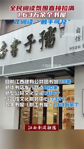 目前江西共有113个公共图书馆，农家书屋1.6万个。