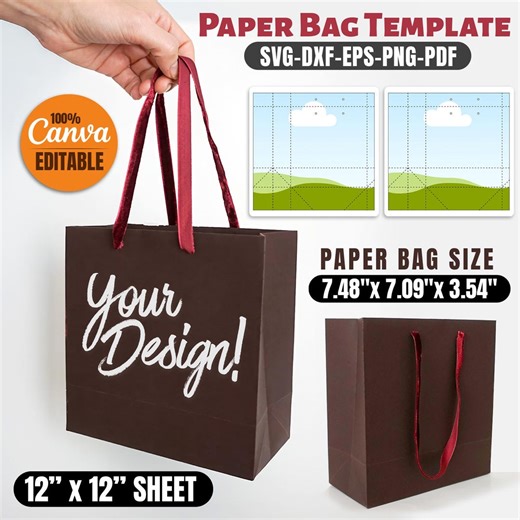 Editable Paper Gift Bag Template, Canva Party Favor Bag (digital Download) - Etsy