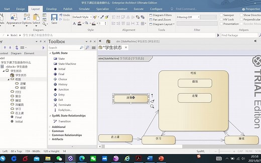 系统建模语言OMG SysML建模公开课-7.2 状态机图 子状态 （建模工具 Enterprise Architect）
