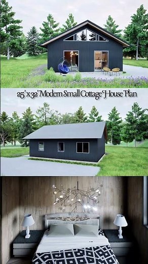 2 Bedroom Modern Cottage Plan (800 Sq Ft) | Small House Design #blueprint #home#cottage #cabin