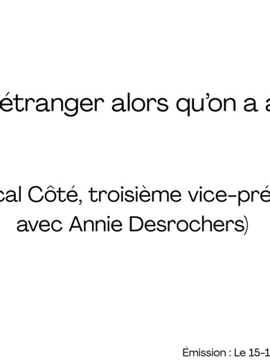 « Recruter à l’étranger alors qu’on a aboli le PEQ » (Entrevue de Pascal Côté, troisième vice-président de la CSQ avec Annie Desrochers sur ICI Radio-Canada Première 95,1 FM, 9 mars 2026) « Québec recrute encore des travailleurs étrangers temporaires à l’étranger » #PEQ #immigrationquébec #immigrationcanada #travailleursetrangers #prévisibilité Le Québec c'est nous aussi Centrale des syndicats du Québec (CSQ)