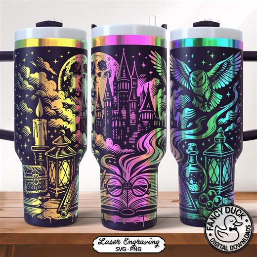 Wizard World Magic Tumbler Wrap SVG, Magic Castle Laser Engraving File 40oz - Etsy