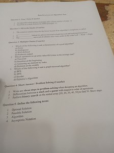 Data Structures & Algorithms TestQuestion 1: True/False (2 ma... | Filo