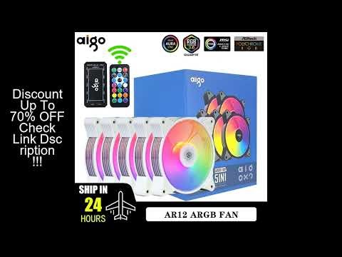 Aigo AR12 White 120mm PC Computer Case Fan Cooling Cooler 6PIN Adjustable RGB Led 12cm Mute Ventilad