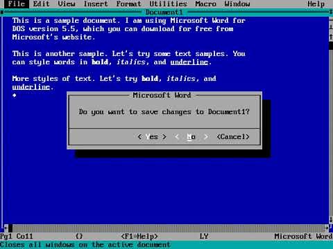 DOS applications - Microsoft Word for DOS 5.5