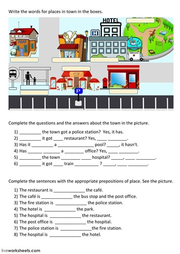 Places in town interactive worksheet