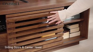 78.7" TV Stand for TVs Up to 85", Mid-Century Modern Entertainment Center with Sliding Doors and Adjustable Shelves, Media Console TV Cabinet with Drawers and Open Storage for Living Room (Black)