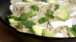 The fastest, easiest enchiladas ever FULL RECIPE: http://bit.ly/1qUXcFU | Epicurious