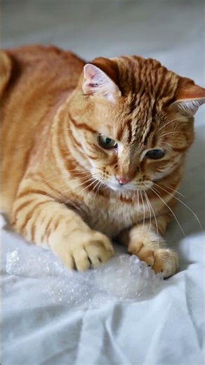 Orange Cat Plays with Bubble Wrap 🧡✨