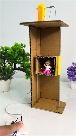 DIY Cardboard Elevator with dc motor #schoolproject #dcmotor #experimnent #diyprojects
